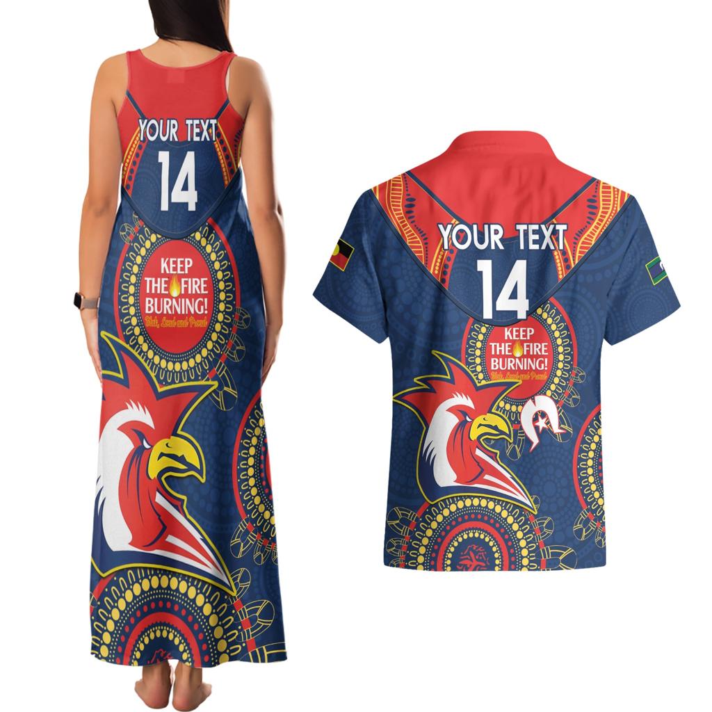 Custom NRL Roosters NAIDOC Week Couples Matching Tank Maxi Dress and Hawaiian Shirt Keep The Fire Burning Indigenous Art