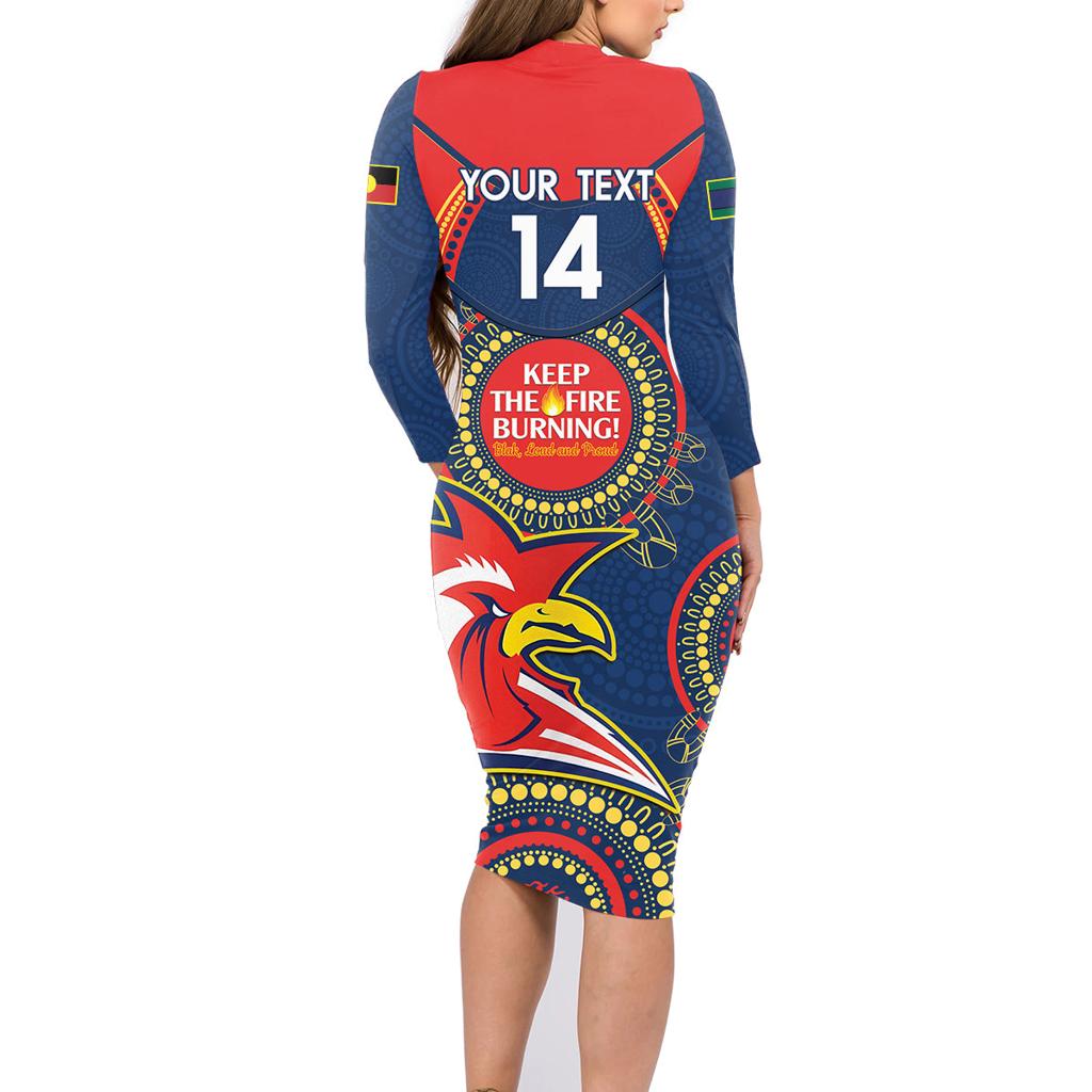 Custom NRL Roosters NAIDOC Week Family Matching Long Sleeve Bodycon Dress and Hawaiian Shirt Keep The Fire Burning Indigenous Art