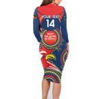 Custom NRL Roosters NAIDOC Week Family Matching Long Sleeve Bodycon Dress and Hawaiian Shirt Keep The Fire Burning Indigenous Art
