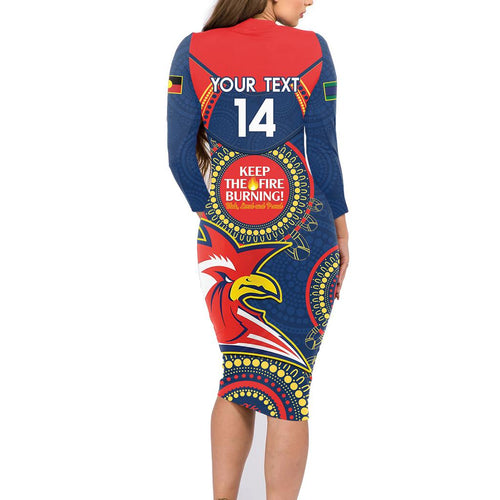 Custom NRL Roosters NAIDOC Week Family Matching Long Sleeve Bodycon Dress and Hawaiian Shirt Keep The Fire Burning Indigenous Art