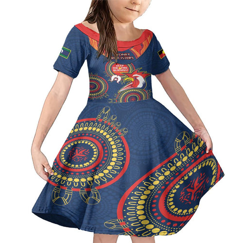 Custom NRL Roosters NAIDOC Week Family Matching Mermaid Dress and Hawaiian Shirt Keep The Fire Burning Indigenous Art