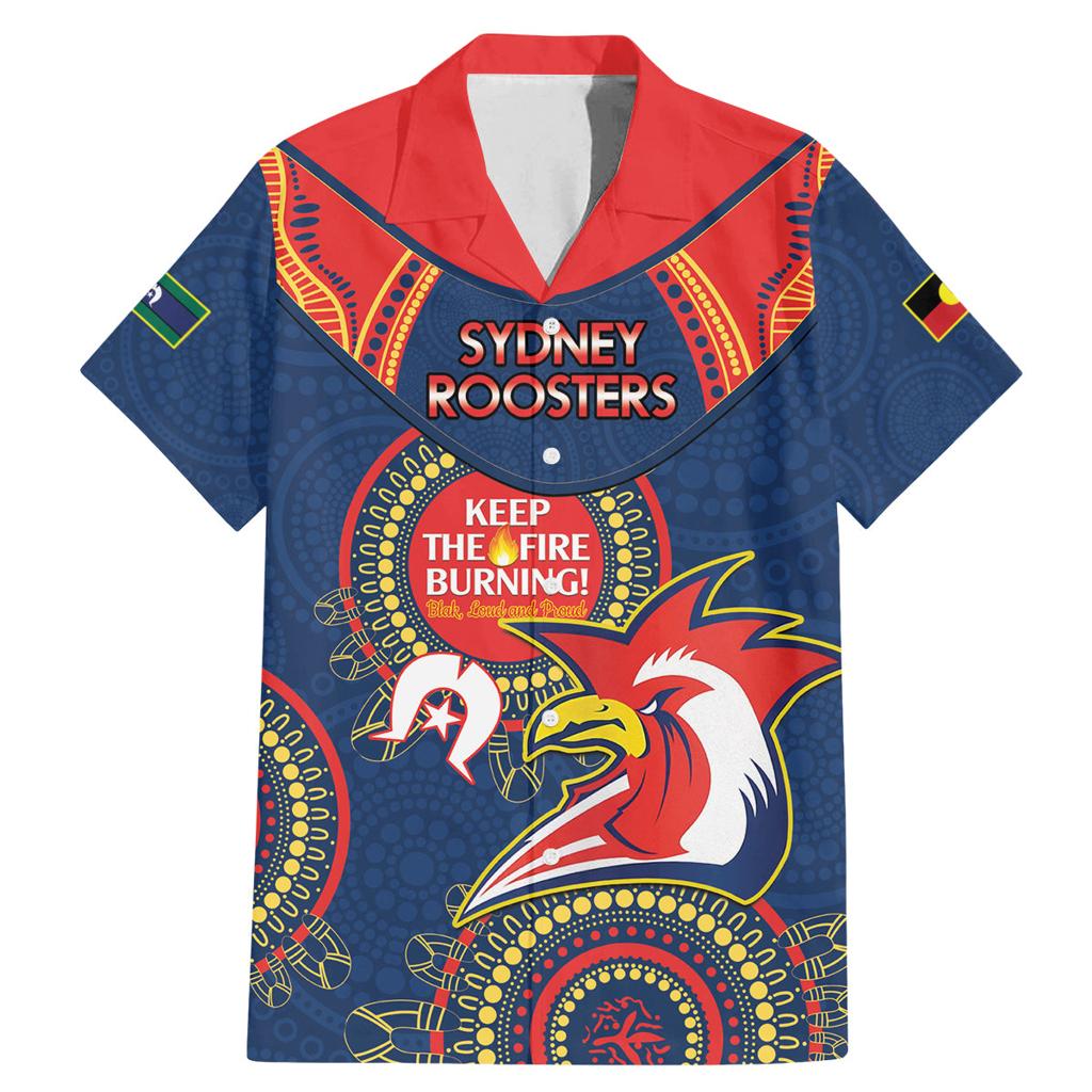 Custom NRL Roosters NAIDOC Week Family Matching Mermaid Dress and Hawaiian Shirt Keep The Fire Burning Indigenous Art