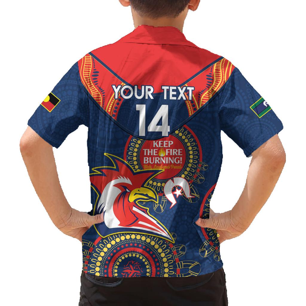 Custom NRL Roosters NAIDOC Week Family Matching Off Shoulder Short Dress and Hawaiian Shirt Keep The Fire Burning Indigenous Art