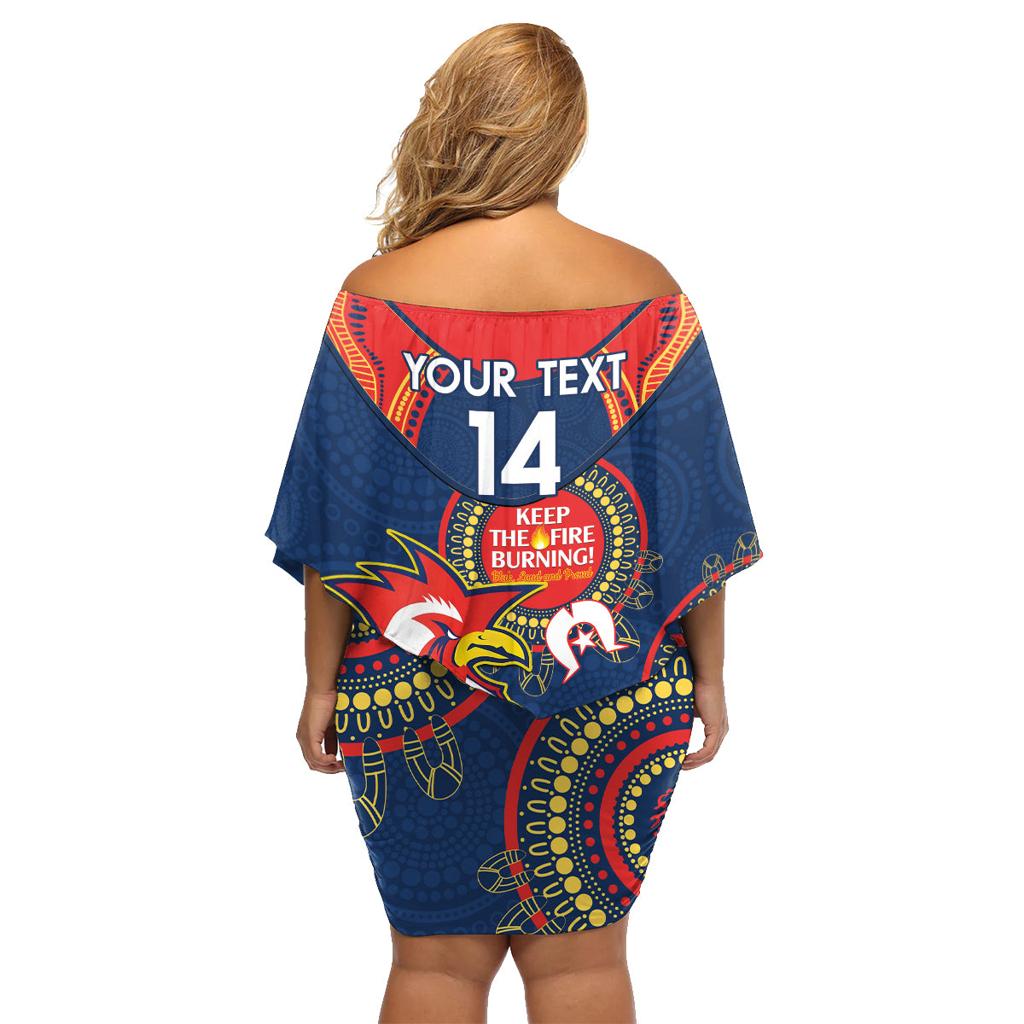 Custom NRL Roosters NAIDOC Week Family Matching Off Shoulder Short Dress and Hawaiian Shirt Keep The Fire Burning Indigenous Art