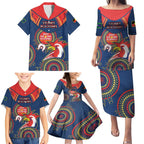 Custom NRL Roosters NAIDOC Week Family Matching Puletasi and Hawaiian Shirt Keep The Fire Burning Indigenous Art