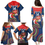 Custom NRL Roosters NAIDOC Week Family Matching Puletasi and Hawaiian Shirt Keep The Fire Burning Indigenous Art