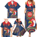 Custom NRL Roosters NAIDOC Week Family Matching Summer Maxi Dress and Hawaiian Shirt Keep The Fire Burning Indigenous Art