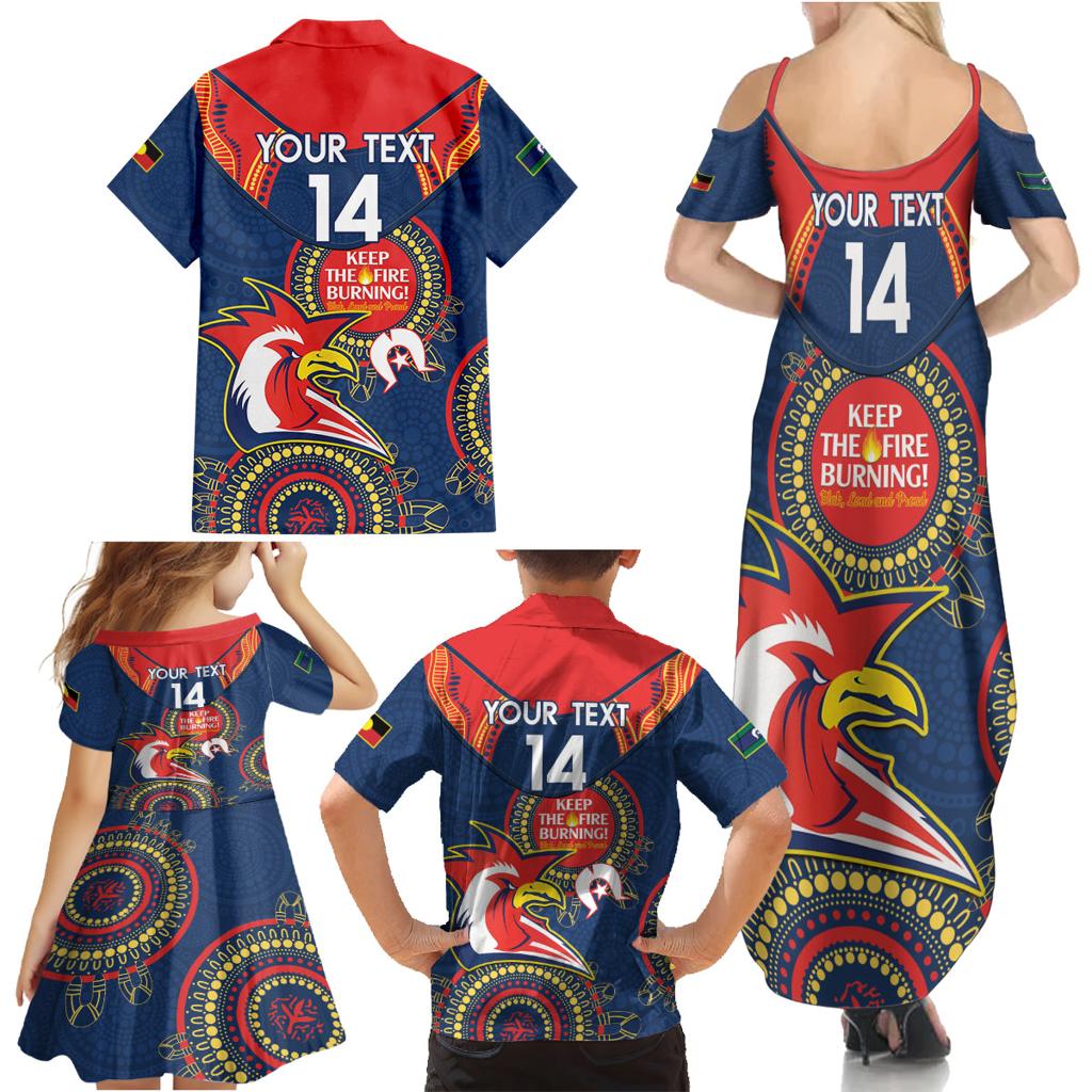 Custom NRL Roosters NAIDOC Week Family Matching Summer Maxi Dress and Hawaiian Shirt Keep The Fire Burning Indigenous Art