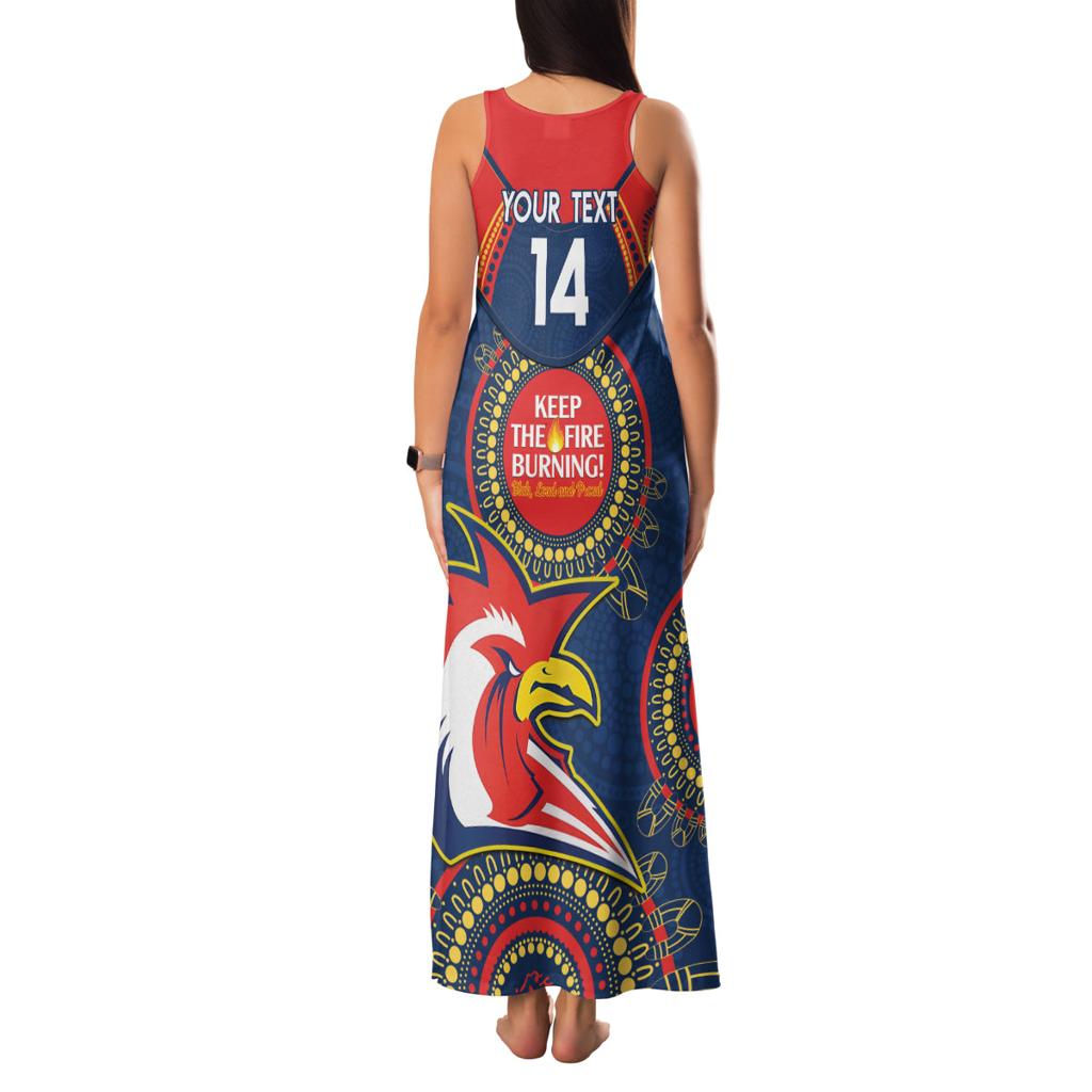 Custom NRL Roosters NAIDOC Week Family Matching Tank Maxi Dress and Hawaiian Shirt Keep The Fire Burning Indigenous Art
