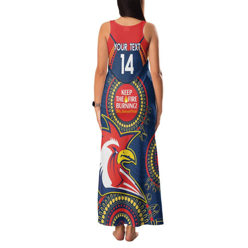 Custom NRL Roosters NAIDOC Week Family Matching Tank Maxi Dress and Hawaiian Shirt Keep The Fire Burning Indigenous Art