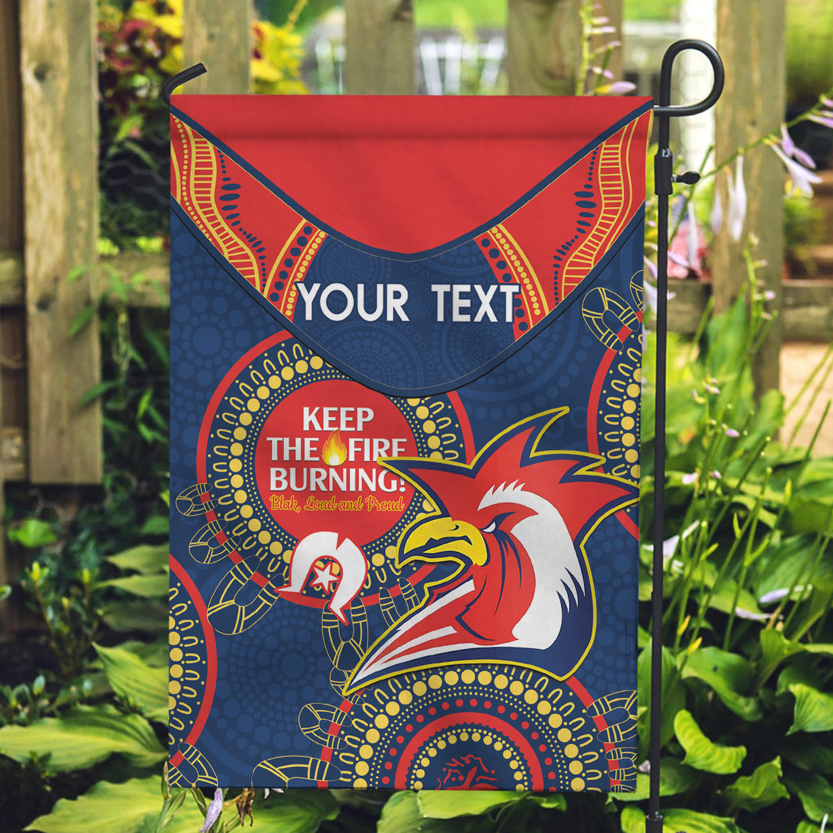 Custom NRL Roosters NAIDOC Week Garden Flag Keep The Fire Burning Indigenous Art