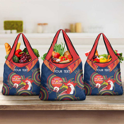 Custom NRL Roosters NAIDOC Week Grocery Bag Keep The Fire Burning Indigenous Art