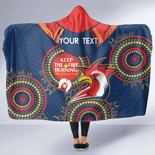 Custom NRL Roosters NAIDOC Week Hooded Blanket Keep The Fire Burning Indigenous Art
