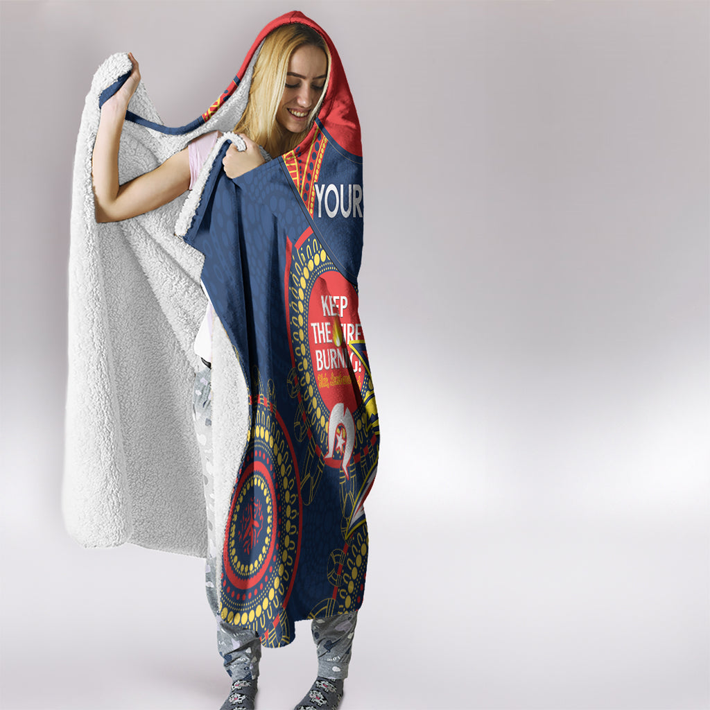 Custom NRL Roosters NAIDOC Week Hooded Blanket Keep The Fire Burning Indigenous Art