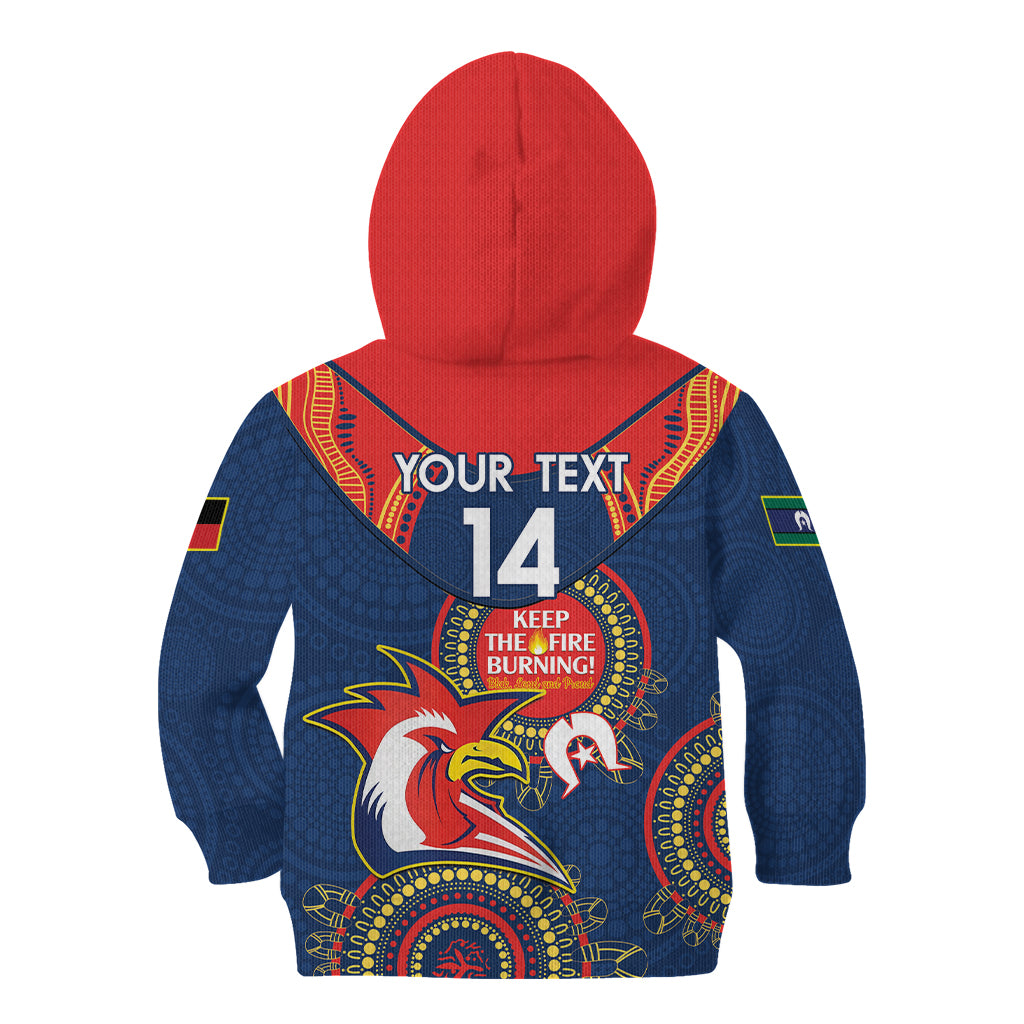Custom NRL Roosters NAIDOC Week Kid Hoodie Keep The Fire Burning Indigenous Art