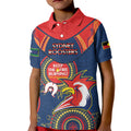 Custom NRL Roosters NAIDOC Week Kid Polo Shirt Keep The Fire Burning Indigenous Art
