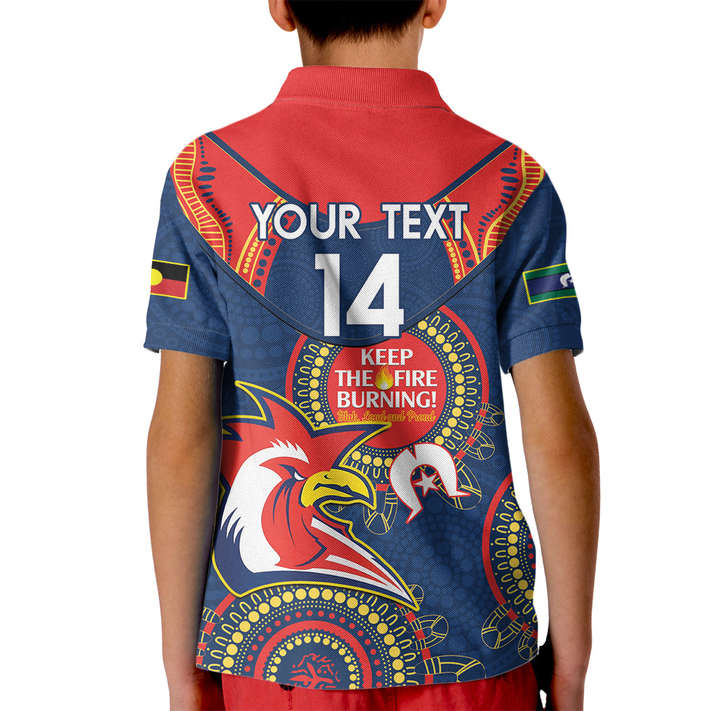 Custom NRL Roosters NAIDOC Week Kid Polo Shirt Keep The Fire Burning Indigenous Art