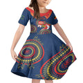 Custom NRL Roosters NAIDOC Week Kid Short Sleeve Dress Keep The Fire Burning Indigenous Art