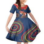 Custom NRL Roosters NAIDOC Week Kid Short Sleeve Dress Keep The Fire Burning Indigenous Art