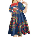 Custom NRL Roosters NAIDOC Week Kid Short Sleeve Dress Keep The Fire Burning Indigenous Art