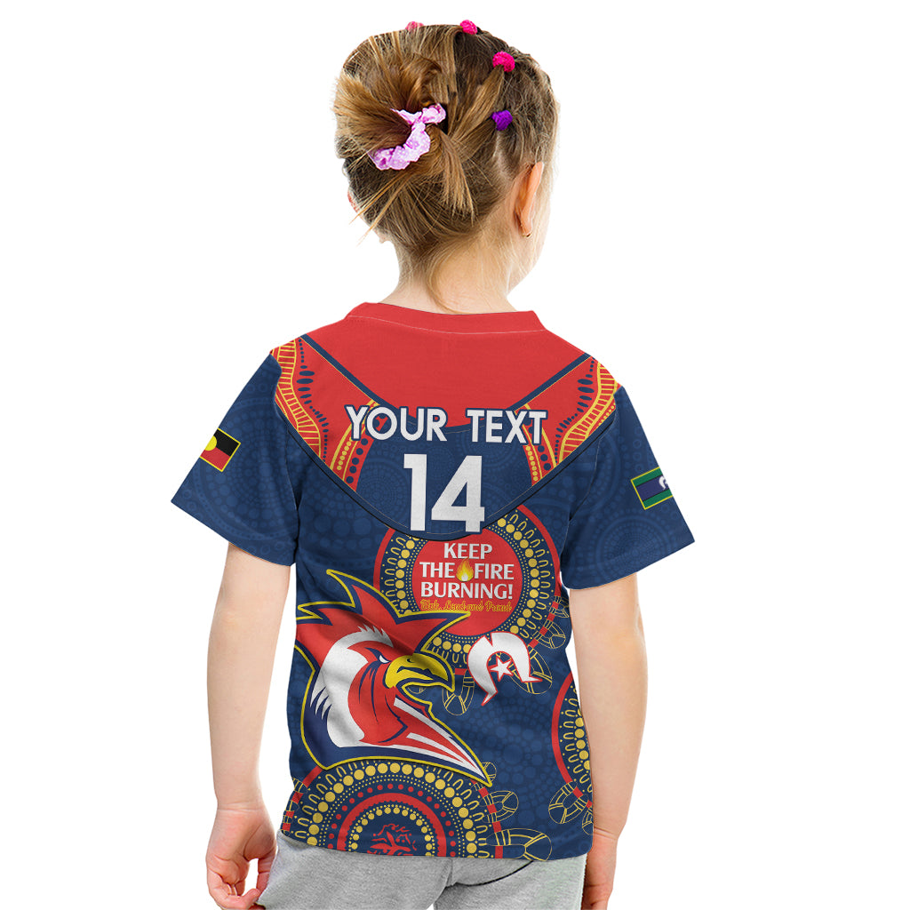 Custom NRL Roosters NAIDOC Week Kid T Shirt Keep The Fire Burning Indigenous Art