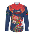 Custom NRL Roosters NAIDOC Week Long Sleeve Button Shirt Keep The Fire Burning Indigenous Art