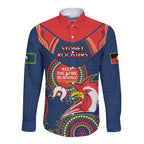 Custom NRL Roosters NAIDOC Week Long Sleeve Button Shirt Keep The Fire Burning Indigenous Art