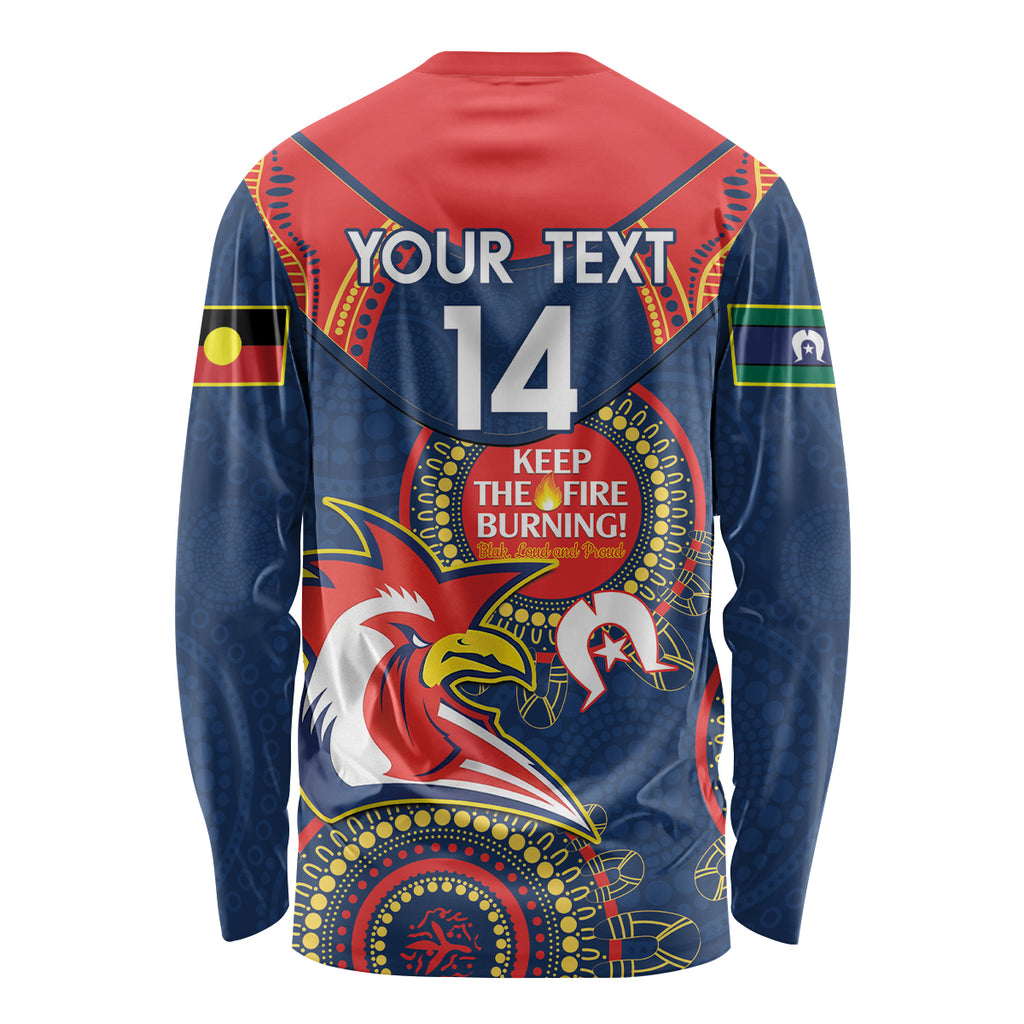 Custom NRL Roosters NAIDOC Week Long Sleeve Shirt Keep The Fire Burning Indigenous Art