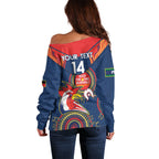 Custom NRL Roosters NAIDOC Week Off Shoulder Sweater Keep The Fire Burning Indigenous Art