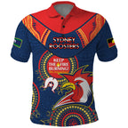 Custom NRL Roosters NAIDOC Week Polo Shirt Keep The Fire Burning Indigenous Art