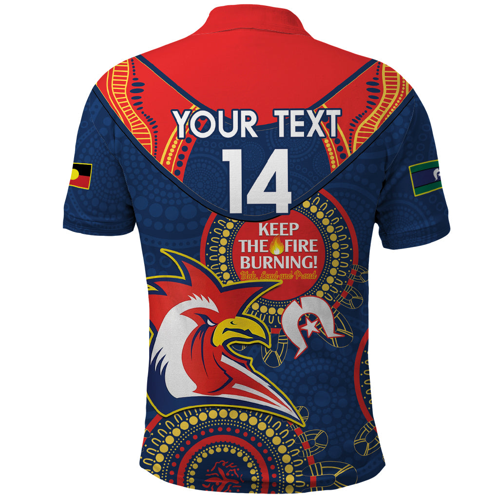 Custom NRL Roosters NAIDOC Week Polo Shirt Keep The Fire Burning Indigenous Art