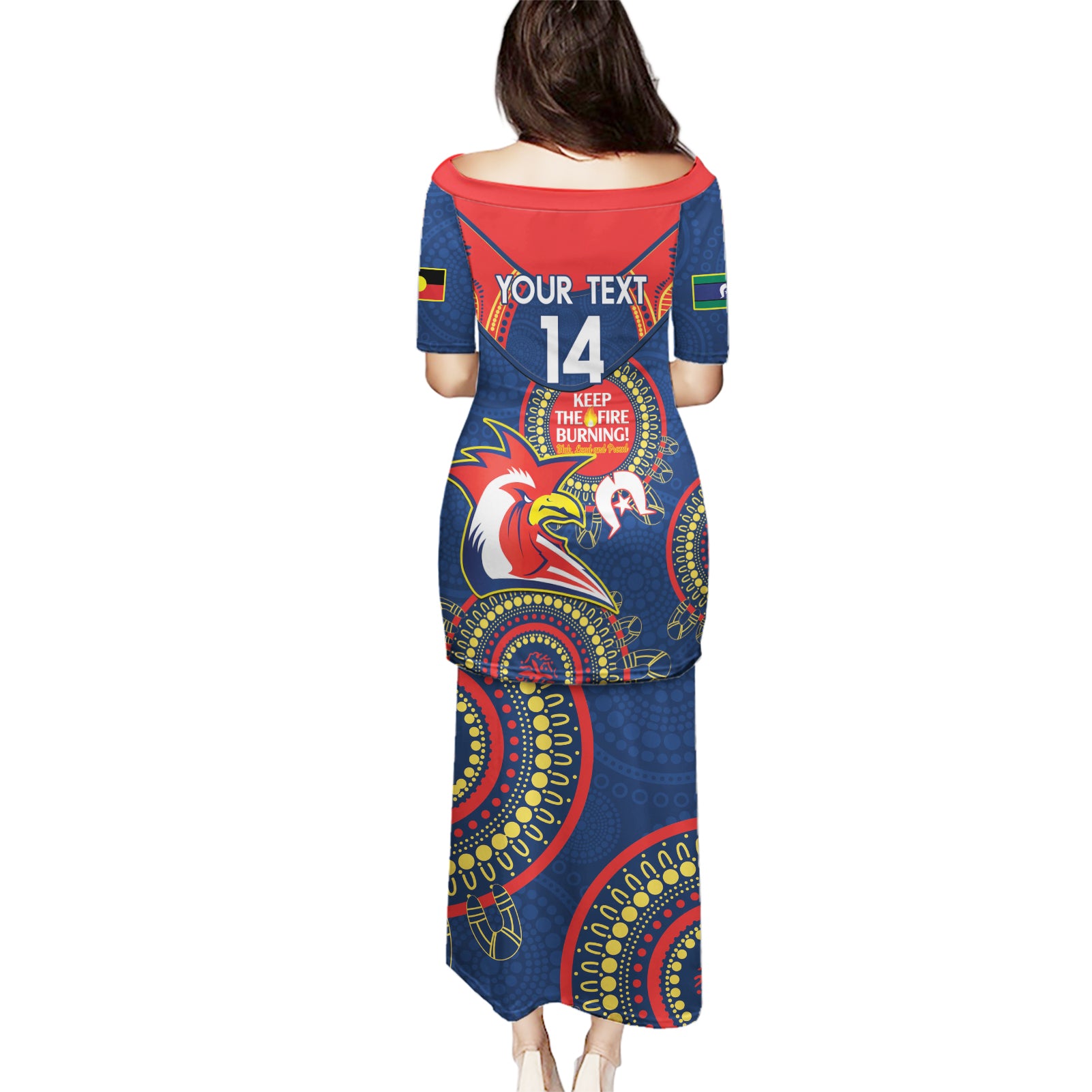 Custom NRL Roosters NAIDOC Week Puletasi Keep The Fire Burning Indigenous Art