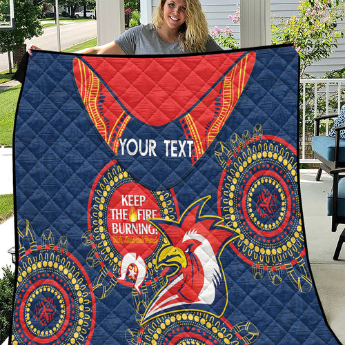Custom NRL Roosters NAIDOC Week Quilt Keep The Fire Burning Indigenous Art