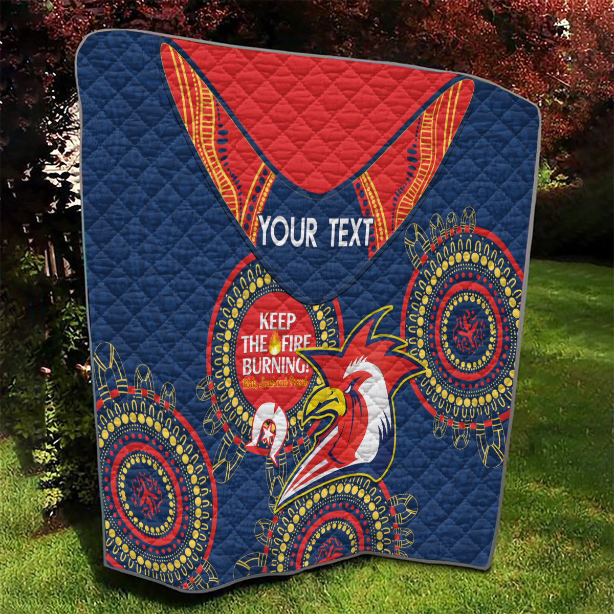 Custom NRL Roosters NAIDOC Week Quilt Keep The Fire Burning Indigenous Art