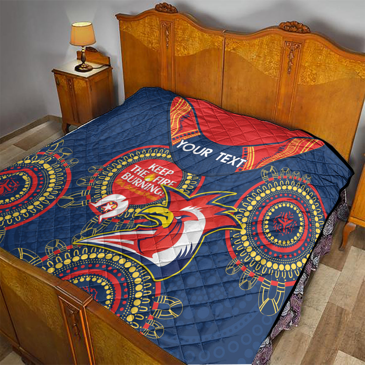 Custom NRL Roosters NAIDOC Week Quilt Keep The Fire Burning Indigenous Art