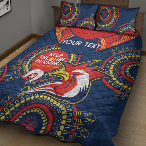 Custom NRL Roosters NAIDOC Week Quilt Bed Set Keep The Fire Burning Indigenous Art