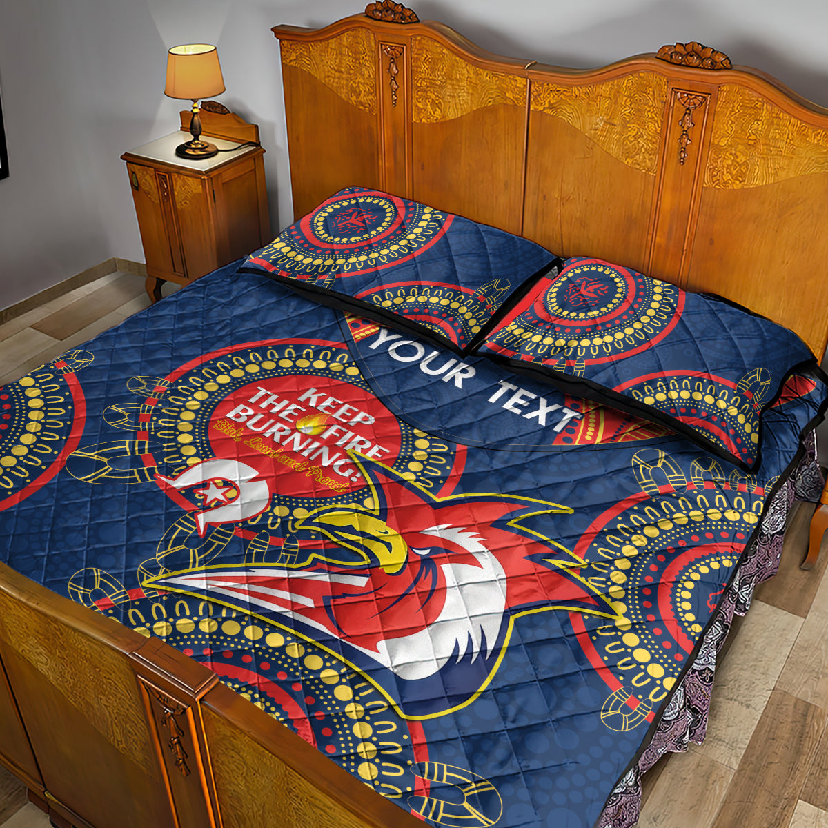 Custom NRL Roosters NAIDOC Week Quilt Bed Set Keep The Fire Burning Indigenous Art