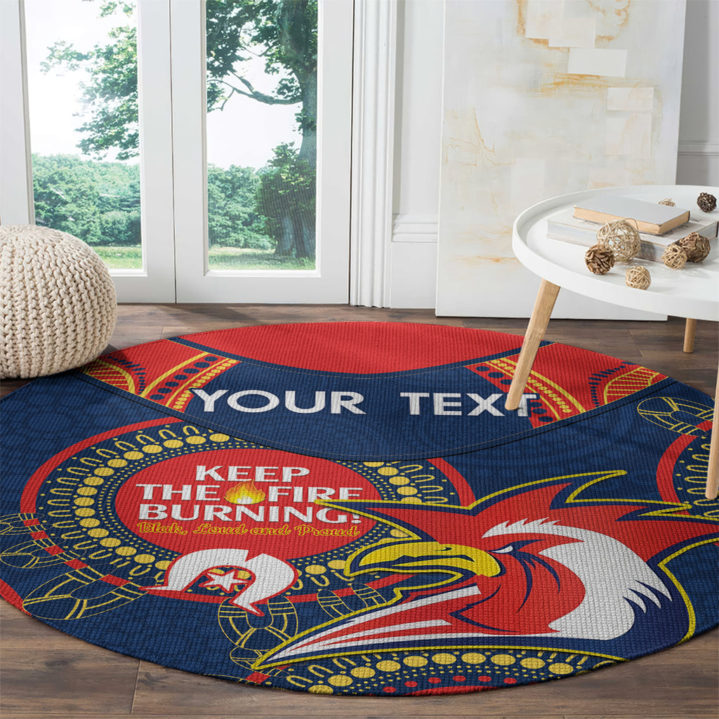 Custom NRL Roosters NAIDOC Week Round Carpet Keep The Fire Burning Indigenous Art