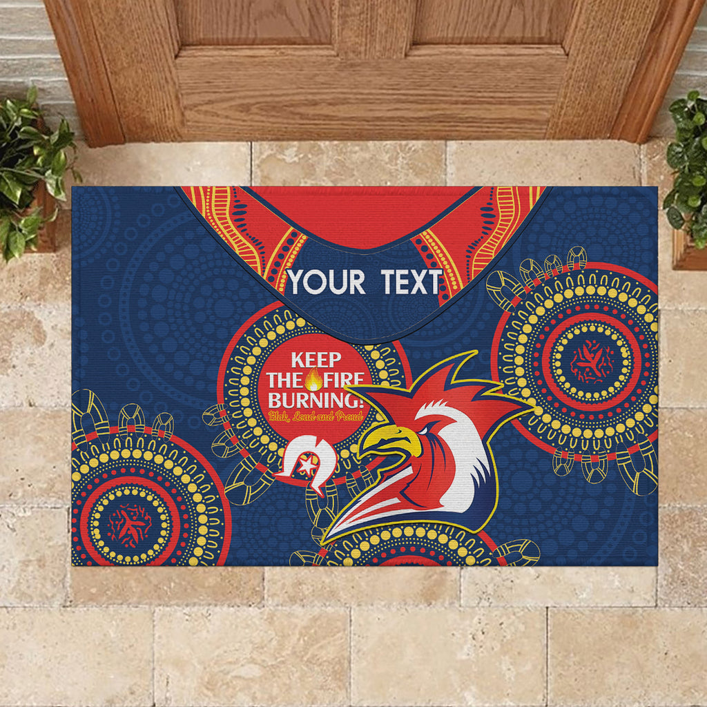 Custom NRL Roosters NAIDOC Week Rubber Doormat Keep The Fire Burning Indigenous Art