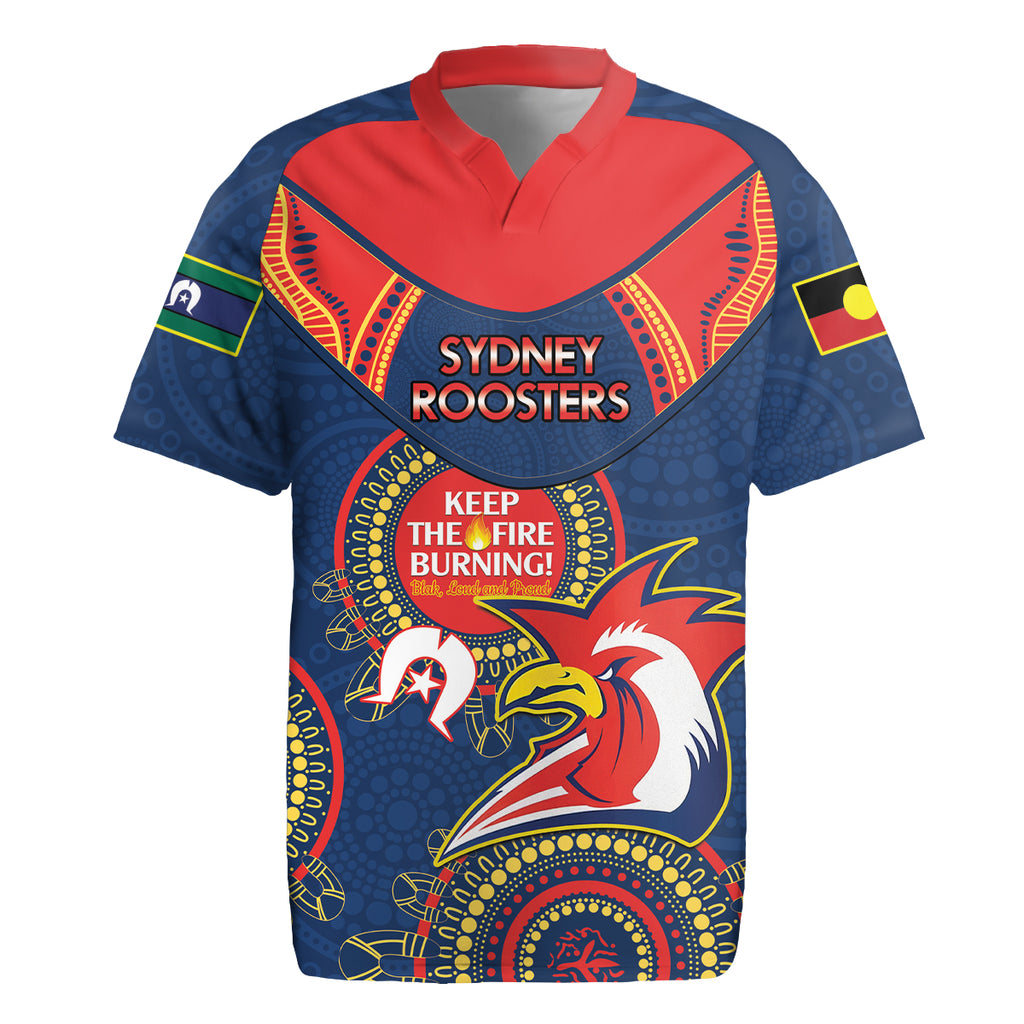 Custom NRL Roosters NAIDOC Week Rugby Jersey Keep The Fire Burning Indigenous Art