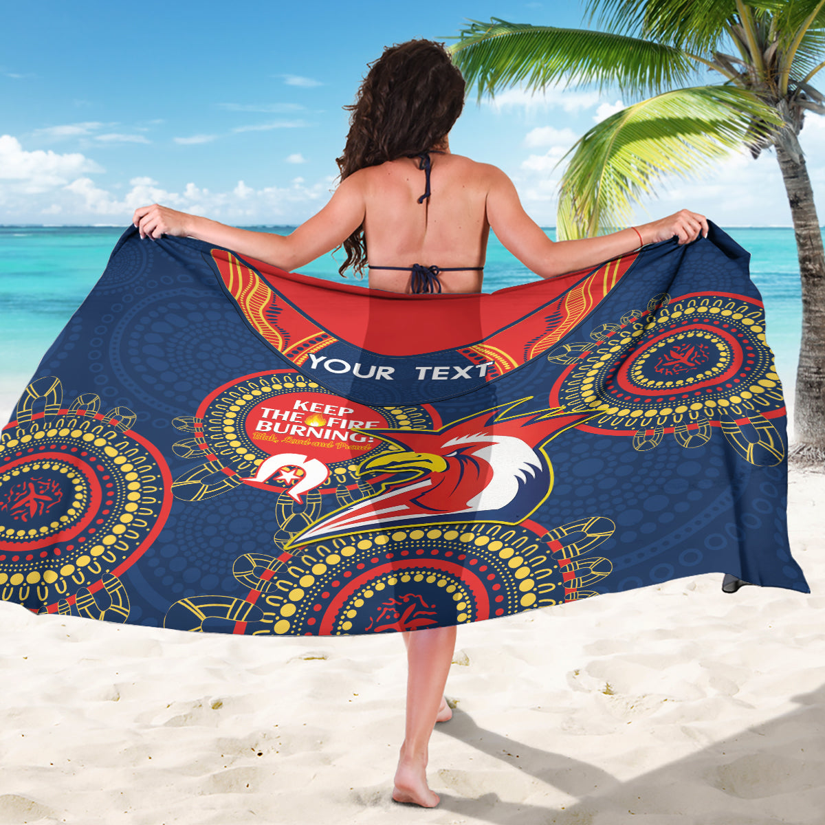 Custom NRL Roosters NAIDOC Week Sarong Keep The Fire Burning Indigenous Art