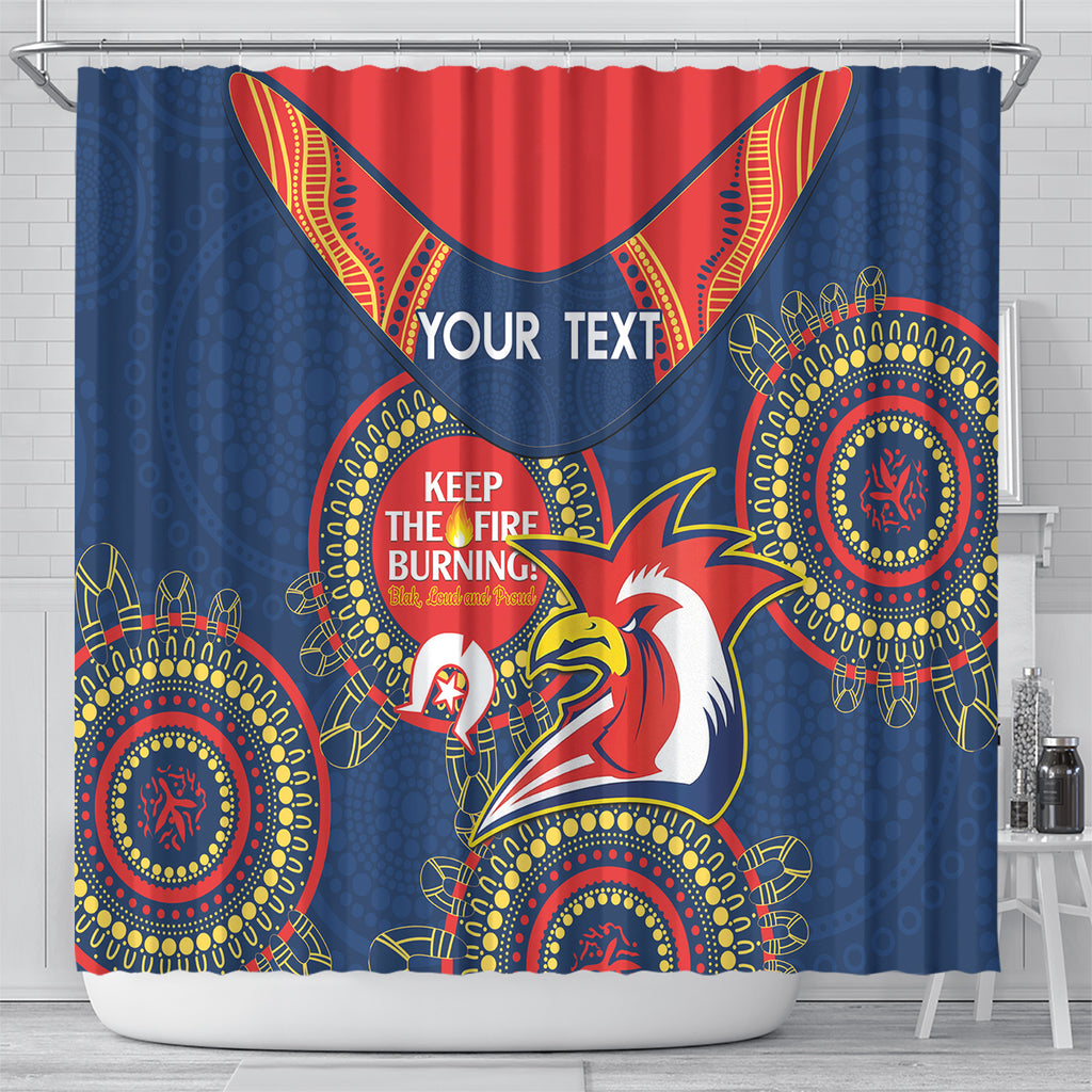 Custom NRL Roosters NAIDOC Week Shower Curtain Keep The Fire Burning Indigenous Art