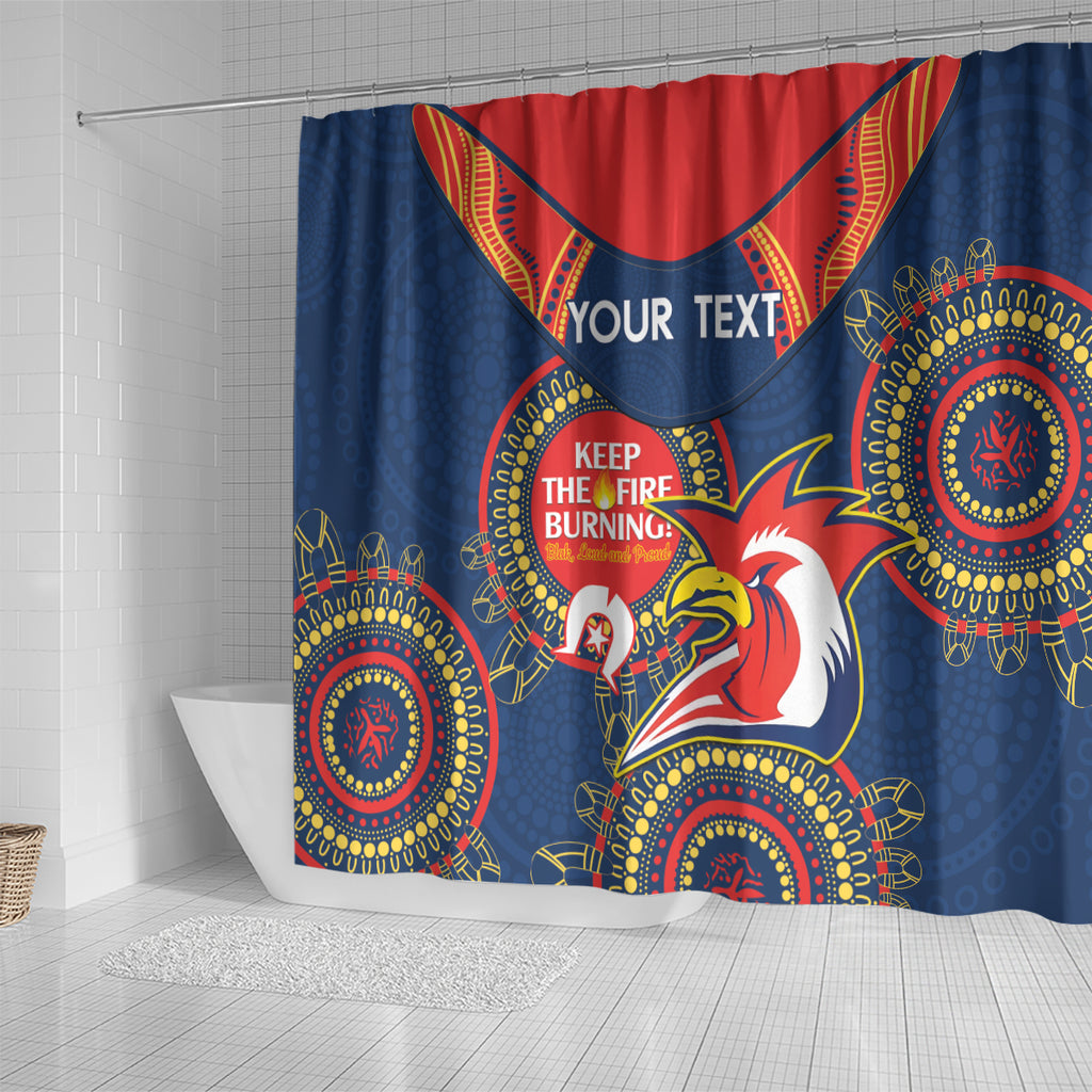 Custom NRL Roosters NAIDOC Week Shower Curtain Keep The Fire Burning Indigenous Art