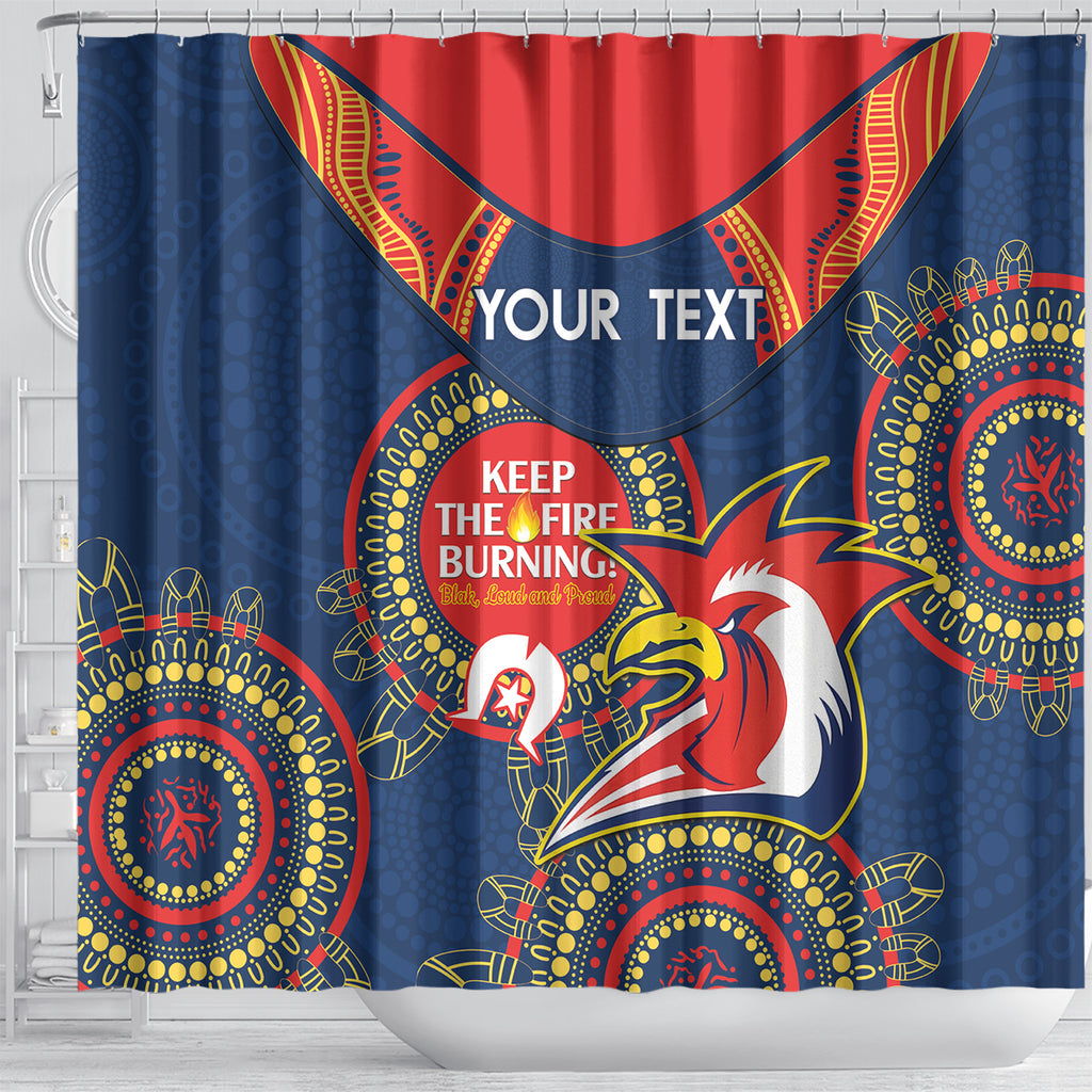 Custom NRL Roosters NAIDOC Week Shower Curtain Keep The Fire Burning Indigenous Art
