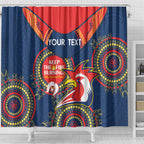 Custom NRL Roosters NAIDOC Week Shower Curtain Keep The Fire Burning Indigenous Art