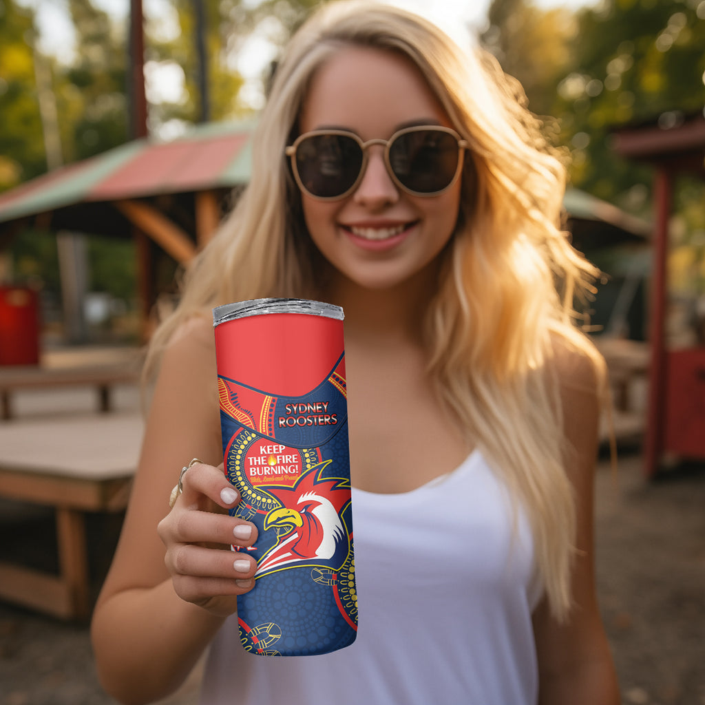 NRL Roosters NAIDOC Week Skinny Tumbler Keep The Fire Burning Indigenous Art