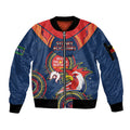 Custom NRL Roosters NAIDOC Week Sleeve Zip Bomber Jacket Keep The Fire Burning Indigenous Art