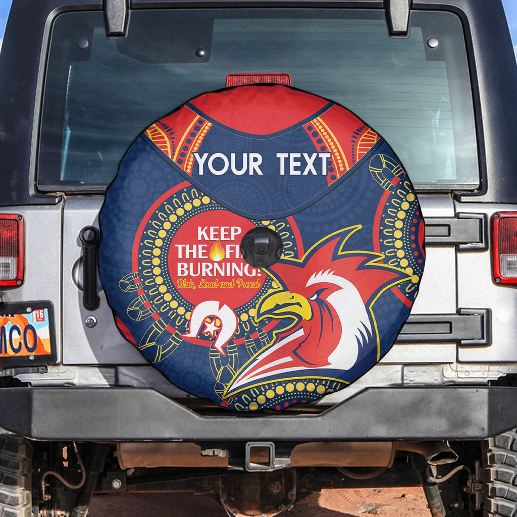 Custom NRL Roosters NAIDOC Week Spare Tire Cover Keep The Fire Burning Indigenous Art