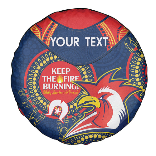 Custom NRL Roosters NAIDOC Week Spare Tire Cover Keep The Fire Burning Indigenous Art