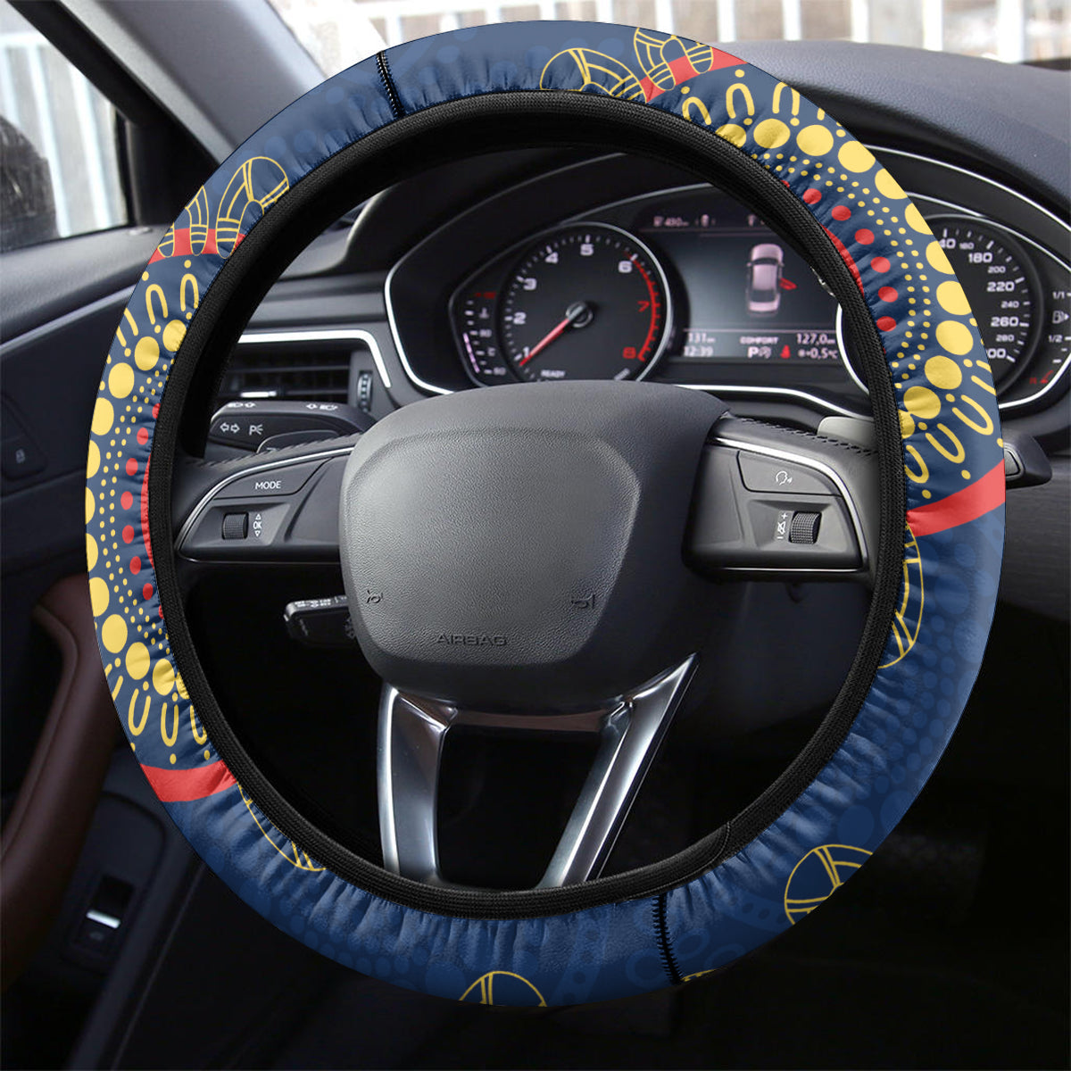 NRL Roosters NAIDOC Week Steering Wheel Cover Keep The Fire Burning Indigenous Art